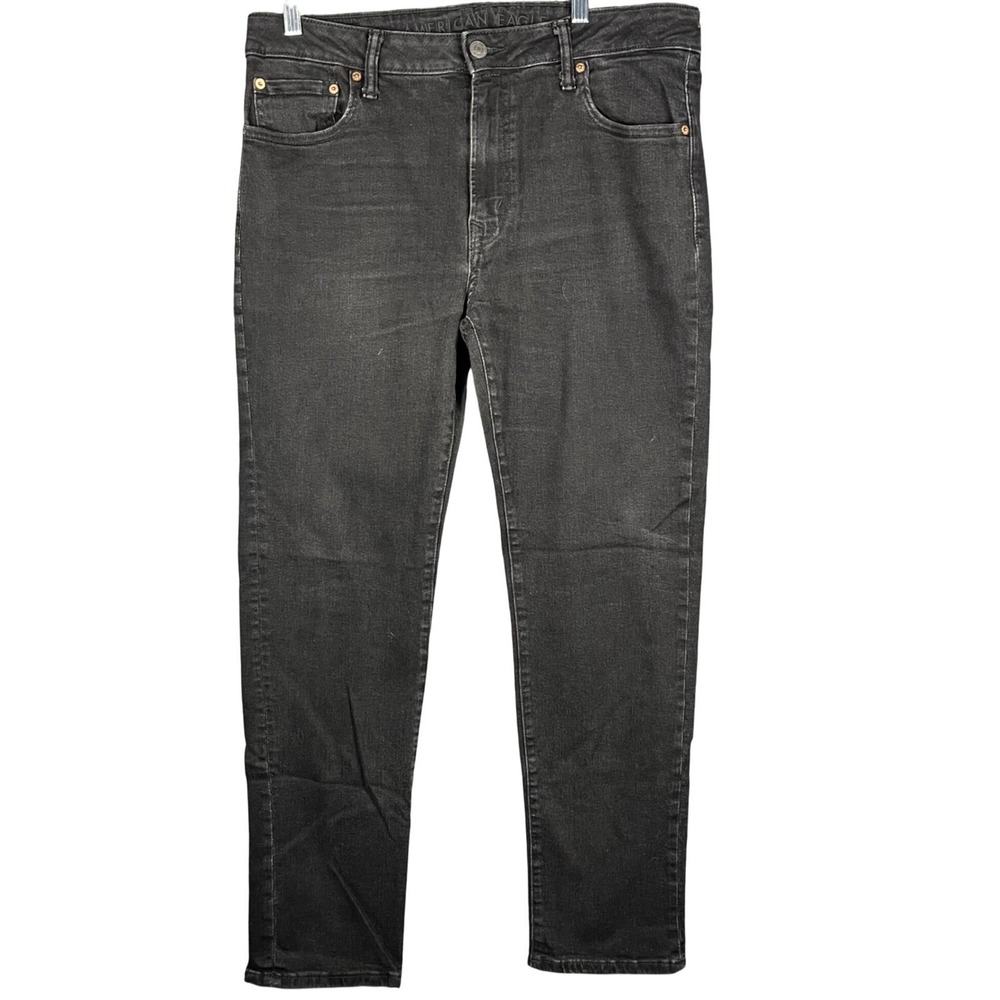 American Eagle Jeans Mens 36x32 Black Airflex Stretch Denim Pants 03873